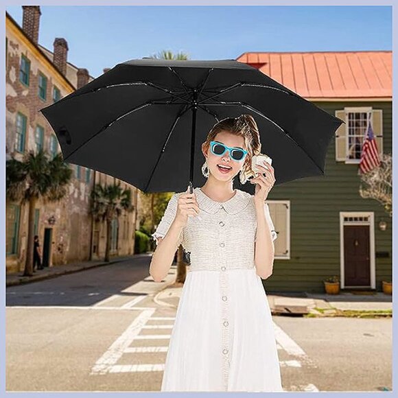 Compact Reverse Folding Umbrella Auto Windproof Travel Umbrella U2.1 Black - Picture 2 of 6